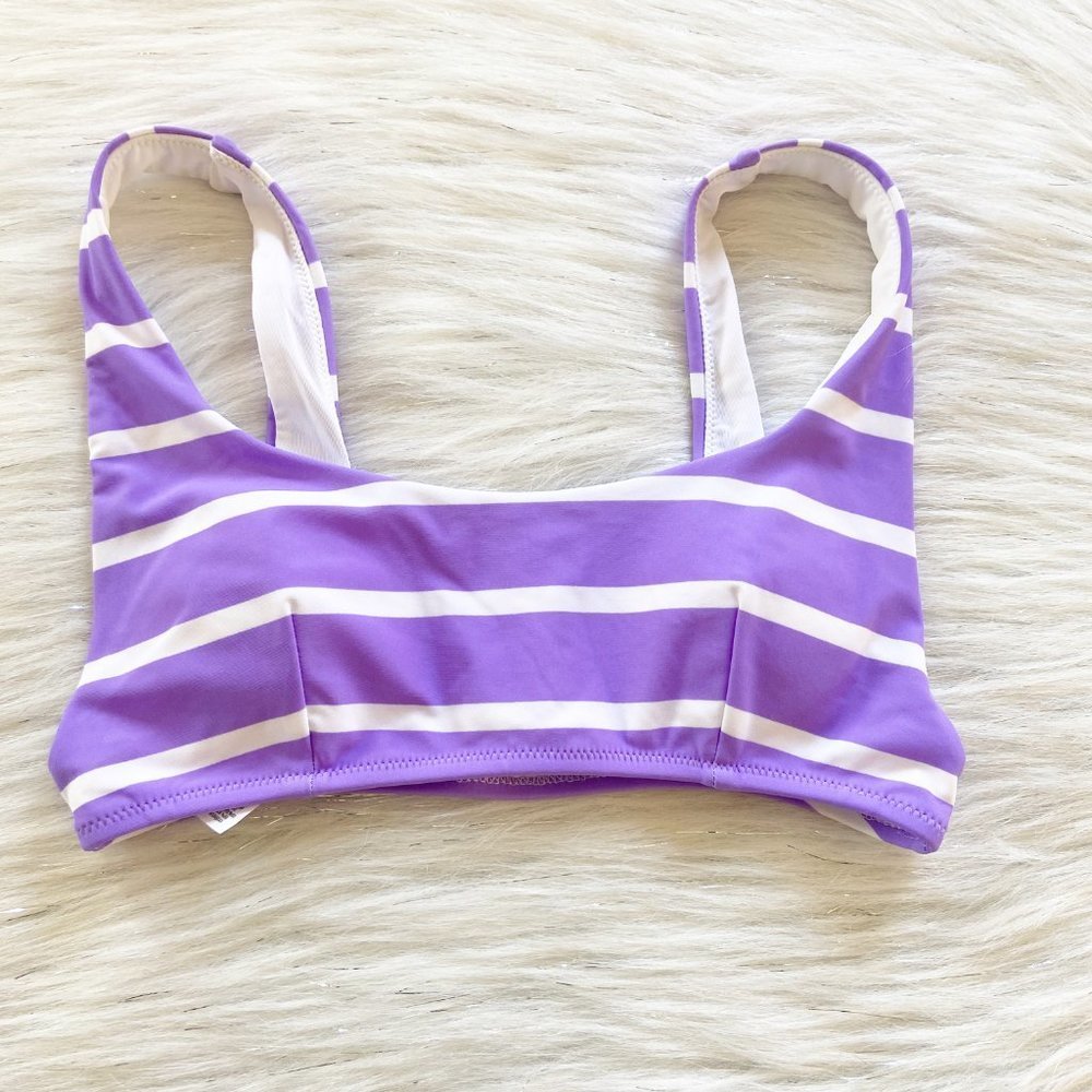 NEW Aerie Purple Striped Scoop Bralette Bikini Top